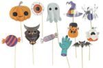 My Party Suppliers 12 PCS Halloween Photo PropsHalloween Paper ohoto Boot Pumpkin Shull Hat Bat Ghost Spider Paper Props