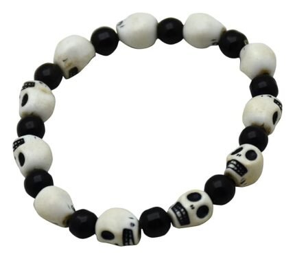 MY PARTY SUPPLIERS  Skull Shaped Bracelet for Halloween/Halloween Skull Bracelet Skull Head Wrist Chain White Wrist Cuff Bracelets