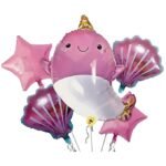 MPS MY PARTY SUPPLIERS Set of 5 Baby Shark Balloons, Mermaid Theme Balloons, Ocean Animal Theme Balloons, Under The Sea Theme Balloons for Birthday Decoration, Party Decoration