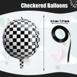 Black and White Checkered Balloons, Checkered Race Car Balloons | 360 Degree 4D Round Sphere Foil Checkered Flag Balloons | Race Car Balloons for Racing Theme Birthday Party - Image 4
