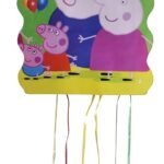 Pig Family Birthday Pinata/Happy Birthday Print Pull String Pinata For Birthday Party/Party Pinata/Birthday Goodies Bag/Pull String Bag/Boy Girl Theme Party Decoration