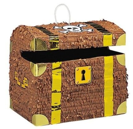 3D Pirate Treasure Chest 3D Pinata for Birthday, Pirate Khoibag for Pirate Themed Birthday Decorations, Pirates Party Decorations and Favors for Boys-Great 3D Hanging Decoration, Pirate Paper Pinata