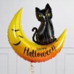 MPS My Party Suppliers 1pc Halloween Moon with Cat Foil Balloon 75 * 78cm, Halloween Balloons, Halloween Cat and Moon Foil Balloon, Black sitting on half moon, Horror night theme - Image 3