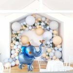 MPS MY PARTY SUPPLIERS® 1Pc Self-Standing Walking Animal Foil Balloon, Animal Balloon, Animals with Roller wheels balloons For Kids Birthday, animal jungle theme decor (blue elephant 38 * 42inch) - Image 4