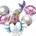 MPS MY PARTY SUPPLIERS® Set of 5 Mermaid Tail Foil Balloons. Mermaid balloon, Sea shell Balloons. Round shape printed balloon. Under the Sea theme, mermaid Theme, mermaid balloon decoration ideas