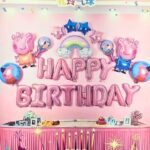 MPS MY PARTY SUPPLIERS® 24pcs peppa pig balloon decoration kit, peppa pig balloon for birthday decoration, peppa pig family foil balloon (pink 3)