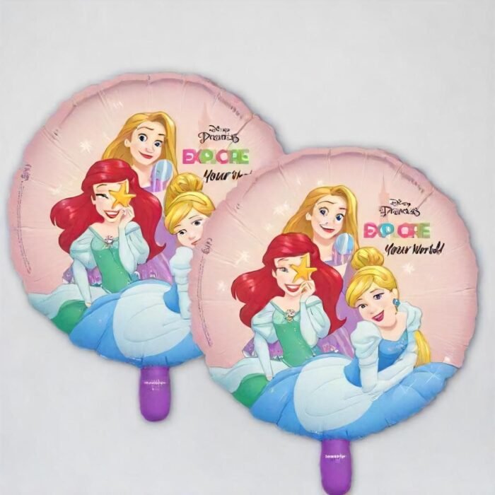 61dAf-VJDAL._SL1024_ MPS MY PARTY SUPPLIERS® Set of 2 Multi Princess Round Balloon, Princess theme foil Balloon Birthday and princess theme party, fairy theme balloons - Image 1