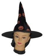 Halloween Witch Hat,Witch Hat for Adults and Kids, Girls Costume Dress Accessory,Pumpkin Face Headwear Witch Dress Up Costume Accessory for Adult Masquerade Cosplay Party - Image 2