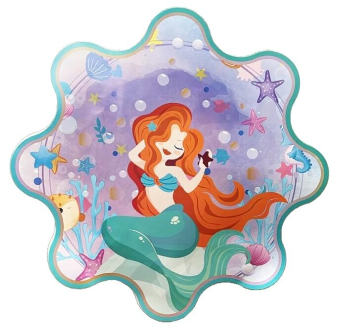 Aqua Princess Mermaid Theme Khoi Bag/Pinata,Party Pinata/Birthday Goodies Bag/Pull String Bag/Pull String Birthday Pinata/Under The sea Bag Handmade Bag,Mermaid Theme Decoration - Image 2