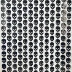 Halloween Party Decorations 3.3 x 6.6 FT Tinsel Foil Fringe Curtains,Black Skull Backdrop Decoration,Black Horror Party Streamers for Halloween Party Photo Booth Props Door Decorations