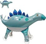 MPS MY PARTY SUPPLIERS® 1Pc Self-Standing Walking Animal Foil Balloon, Animal Balloon, Animals with Roller wheels balloons For Kids Birthday, animal jungle theme decor (blue green dinosaur 31*43inch) - Image 5