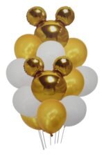 12pcs/Set Golden Mickey Minnie Head Foil Balloons Rose Red Gold Pink Latex Balloons Birthday Babyshower Party Decoration Kid Toy Cartoon Mickey Minnie Balloon Set