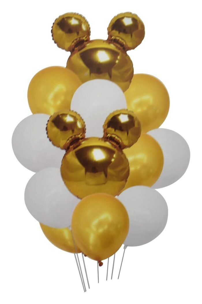 12pcs/Set Golden Mickey Minnie Head Foil Balloons Rose Red Gold Pink Latex Balloons Birthday Babyshower Party Decoration Kid Toy Cartoon Mickey Minnie Balloon Set - Image 1