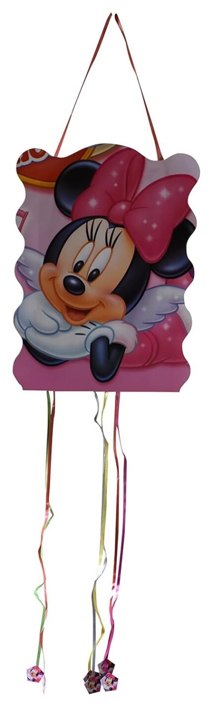 Minnie Theme Pinata, Pull String Pinata for Birthday/Cartoon Khoi Bag for Girl Party/Pink Pinata Theme Decoration
