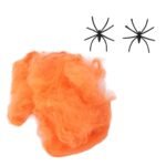 MY PARTY SUPPLIERS Spider Webs Halloween Decorations with 2 Fake Spiders, Super Stretchy Spider Web for Halloween Decor, Cobwebs Halloween Decorations Orange Spider Web - Image 4