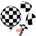 Race Car Balloons WIth Finishing line Check Balloon Car Wheel Balloons Baby Shower Kids Two Fast Speedy Race Car Themed Birthday Party Decor Supplies 5 Pcs Kit - Image 2