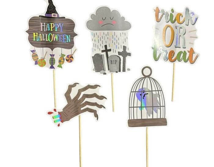 My Party Suppliers 12 PCS Halloween Photo PropsHalloween Paper ohoto Boot Pumpkin Shull Hat Bat Ghost Spider Paper Props - Image 3