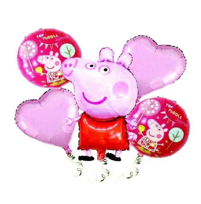 Peppa Pig Theme Foil Balloon for Birthday Decoration items & Kit -Peppa Pig's Muddle Puddle Jump, Pig Theme Party Decoration, House Party Decoration - Image 1
