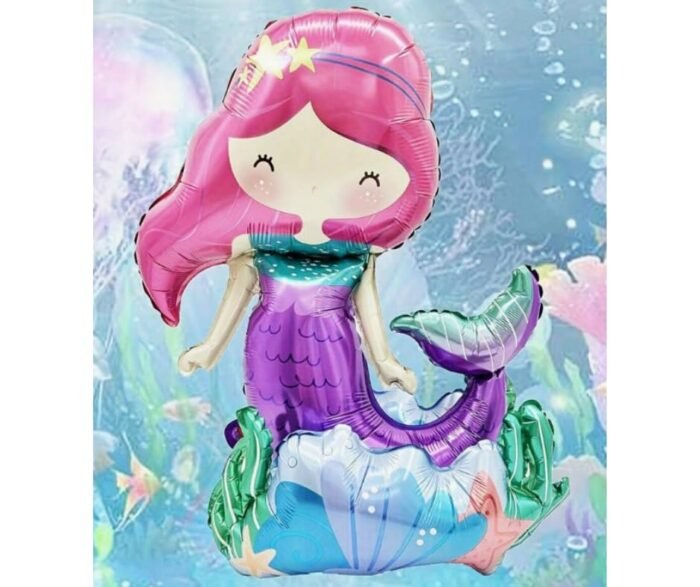 MPS MY PARTY SUPPLIERS® 1pc, 22*25.6*14.2inch Self Standing Mermaid Foil Balloon, mermaid balloon, birthday decoration mermaid theme, under sea theme balloons, mermaid foil balloon decoration ideas - Image 2