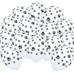 MPS MY PARTY SUPPLIERS® Set of 20 Jungle Safari Animal Pattern Print Latex Balloons 12inch Tiger Stripes Lion Cow Dog Wild Animals Print Balloons for Jungle Theme Birthday Decorations (paw)
