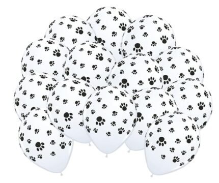 MPS MY PARTY SUPPLIERS® Set of 20 Jungle Safari Animal Pattern Print Latex Balloons 12inch Tiger Stripes Lion Cow Dog Wild Animals Print Balloons for Jungle Theme Birthday Decorations (paw)