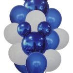 12pcs/Set Blue Mickey Minnie Head Foil Balloons Rose Red Gold Pink Latex Balloons Birthday Babyshower Party Decoration Kid Toy Cartoon Mickey Minnie Balloon Set