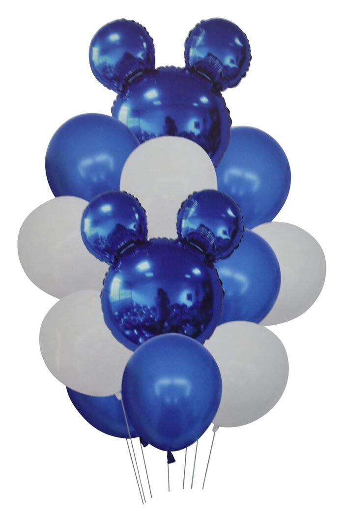 12pcs/Set Blue Mickey Minnie Head Foil Balloons Rose Red Gold Pink Latex Balloons Birthday Babyshower Party Decoration Kid Toy Cartoon Mickey Minnie Balloon Set - Image 1
