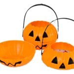 MPS My Party Suppliers 1pc Halloween Orange Pumpkin Candy Basket/Bowl, Pumpkin Face Candy Bucket for Kids, Pumpkin Candy Holder Decoration, Pumpkin Candy Basket, Halloween Decor