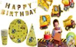 Construction Theme Party Decorations for Kids, Construction Dump Truck Excavator Crane Forklift Bulldozer Set of 5 Balloons ,Banner and Paper Plates and Glass Birthday Cap for Party Supplies - Image 6