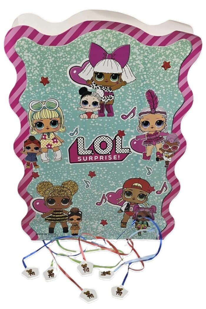 710qrYYtYML MPS MY PARTY SUPPLIERS Pull String Pinata Superhero Theme Pinata/Goodies Bag, Khoi Bag, Party Pinata, Multicolor Pinata, Kids Themed Birthday Party Supplies (Green-Pink Doll Pinata) - Image 1