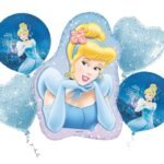 MPS MY PARTY SUPPLIERS® Set of 5 Blue Princess Cutout Balloon with Heart Balloons and Round Princess Balloons, Princess theme foil Balloon Birthday and princess theme party, fairy theme balloons