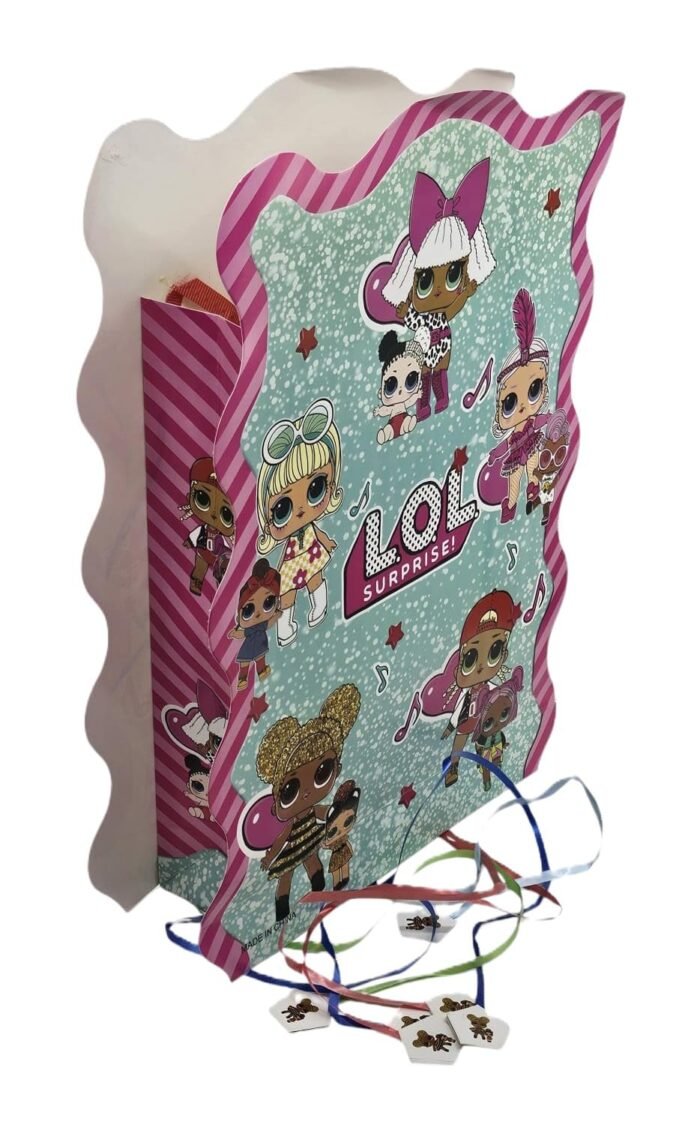 MPS MY PARTY SUPPLIERS Pull String Pinata Superhero Theme Pinata/Goodies Bag, Khoi Bag, Party Pinata, Multicolor Pinata, Kids Themed Birthday Party Supplies (Green-Pink Doll Pinata) - Image 2