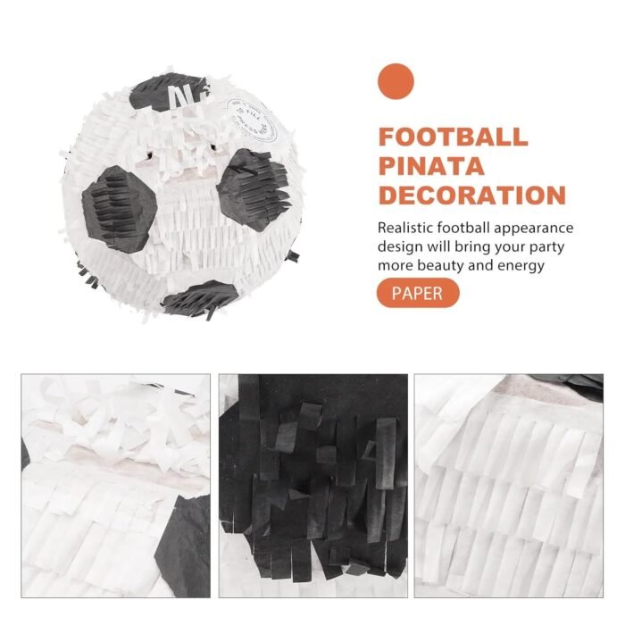 3D Soccer Ball Pinata, Football Khoibag for Sports Themed Birthday Decorations, Football Party Decorations and Favors for Boys-Great 3D Hanging Decoration, Football Pinata, Soccer Khoi Bag - Image 2