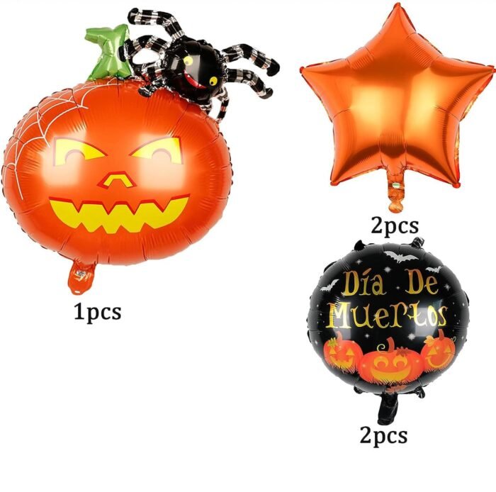 Halloween Balloons Decorations | Jack o Lantern Pumpkin Spider Balloon Decor in Orange & Black | Perfect Supplies for Kids Happy Halloween Party | Mylar Foil Helium Balloons Set | Halloween Decoration - Image 4