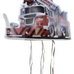 Fire Truck Theme Khoi Bag/Happy Birthday Pull String Pinata For Birthday/Construction theme Pinata/Birthday Goodies Bag/Pull String Bag/Trandport Pull String Birthday Pinata