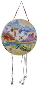 Dinosaur Birthday Pinata/Dino Happy Birthday Print Pull String Pinata For Birthday Party/Party Pinata/Birthday Goodies Bag/Pull String Bag/Pull String Birthday Pinata