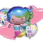 MPS My Party Suppliers Set of 5 Mermaid Theme Birthday Foil Balloons for Kids, Girls Birthday Party Decoration, Baby Shower Theme (Mermaid)