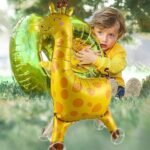 MPS MY PARTY SUPPLIERS® 1Pc Self-Standing Walking Animal Foil Balloon, Animal Balloon, Animals with Roller wheels balloons For Kids Birthday, animal jungle theme decor (yellow giraffe 35 * 24inch) - Image 5