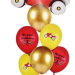 Motor Racing Foil Balloon Car Birthday Decor Red Yellow Race Car Happy Birthday Balloons, Race Car Party Balloons, Birthday Balloons, Birthday Party Balloons