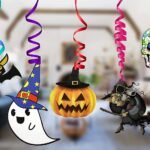 Halloween Hanging Swirl Decorations, Halloween Hanging Swirl Party Decorations, Witches/Skull/Ghost/Pumpkin/Cat and Bats Ceiling Hanging Decoration for Halloween Party(Set of 12)