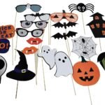 Halloween Party Prop Photo Booth Props DIY Kit for Party Supplies Featuring Boo Pumpkin Ghost Halloween Decorations Photo Booth Props