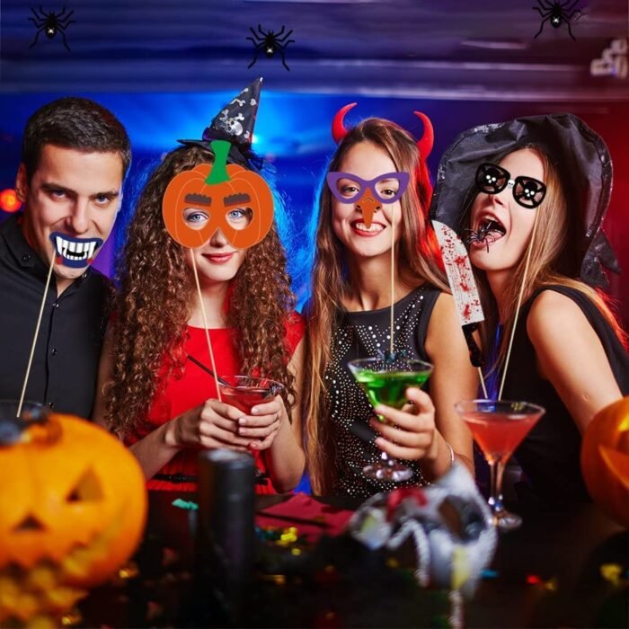 Halloween Party Prop Photo Booth Props DIY Kit for Party Supplies Featuring Boo Pumpkin Ghost Halloween Decorations Photo Booth Props - Image 2