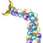 Mermaid Golden Tail Balloon Garland Set, Mermaid Tail Balloons Arch with 16ft Balloon Strip Tape for Under The Sea Mermaid Birthday Party Decoration, Mermaids theme decoration