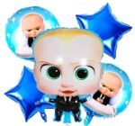 MPS MY PARTY SUPPLIERS® Set of 5 cartoon character boss baby foil balloons decorations, cartoon balloons for decoration, cartoon character balloon decoration ideas, cartoon theme (blue)