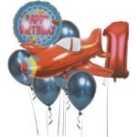 1st Birthday Airplane Balloons | Vintage Airplane Birthday Party | Travel Party Decor | Airplane First Birthday Balloons | Red and Navy Balloons Transport Theme Birthday Decoration Kit