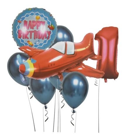 1st Birthday Airplane Balloons | Vintage Airplane Birthday Party | Travel Party Decor | Airplane First Birthday Balloons | Red and Navy Balloons Transport Theme Birthday Decoration Kit