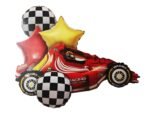 Race Car Balloons WIth Finishing line Check Balloon Car Wheel Balloons Baby Shower Kids Two Fast Speedy Race Car Themed Birthday Party Decor Supplies 5 Pcs Kit