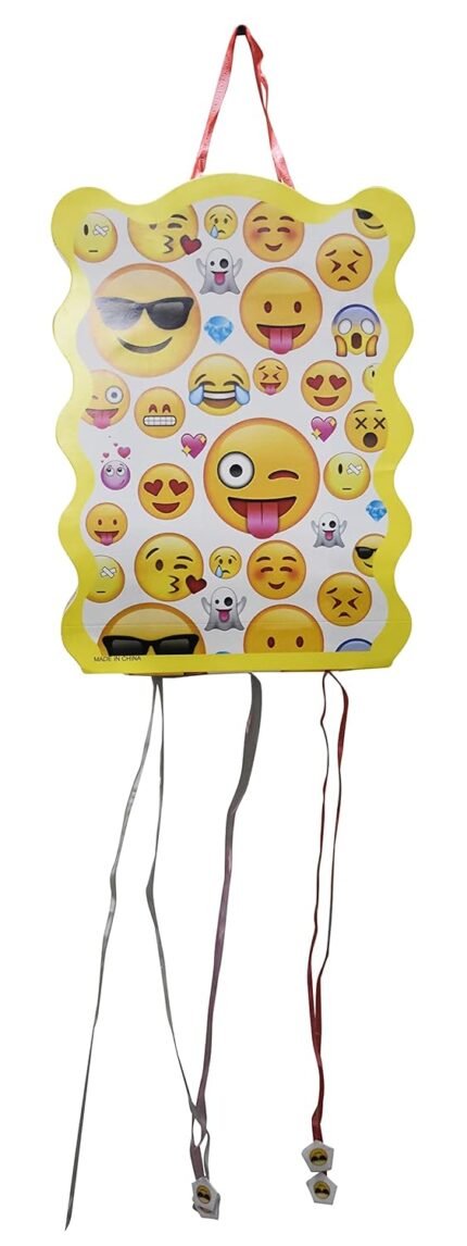 Smiley Emoji Birthday Pinata/Smiley Print Pull String Pinata For Birthday Party/Party Pinata/Birthday Goodies Bag/Pull String Bag/Pull String Birthday Pinata
