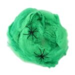 MY PARTY SUPPLIERS Green Spider Webs Halloween Decorations with 2 Fake Spiders, Super Stretchy Spider Web for Halloween Decor, Cobwebs Halloween Decorations - Image 5