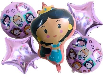 MPS MY PARTY SUPPLIERS® Set of 5 Princess Jasmine Foil Balloons Cartoon Party Decorations Mermaid Foil Balloon, mermaid balloon, Princess birthday decoration mermaid theme, under sea theme balloons